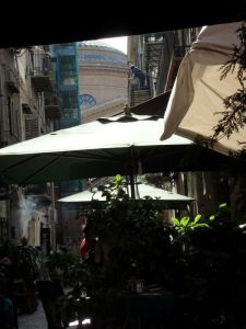 Looking down the street