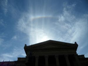 An odd rainbow over the Opera house.