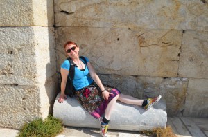 Sitting on really old pillar piece!