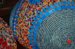 Up close globe from a lamp.